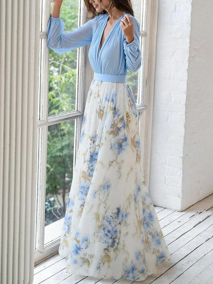 MADELEINE | STUNNING FLORAL PRINT V-NECK MAXI DRESS DRESS