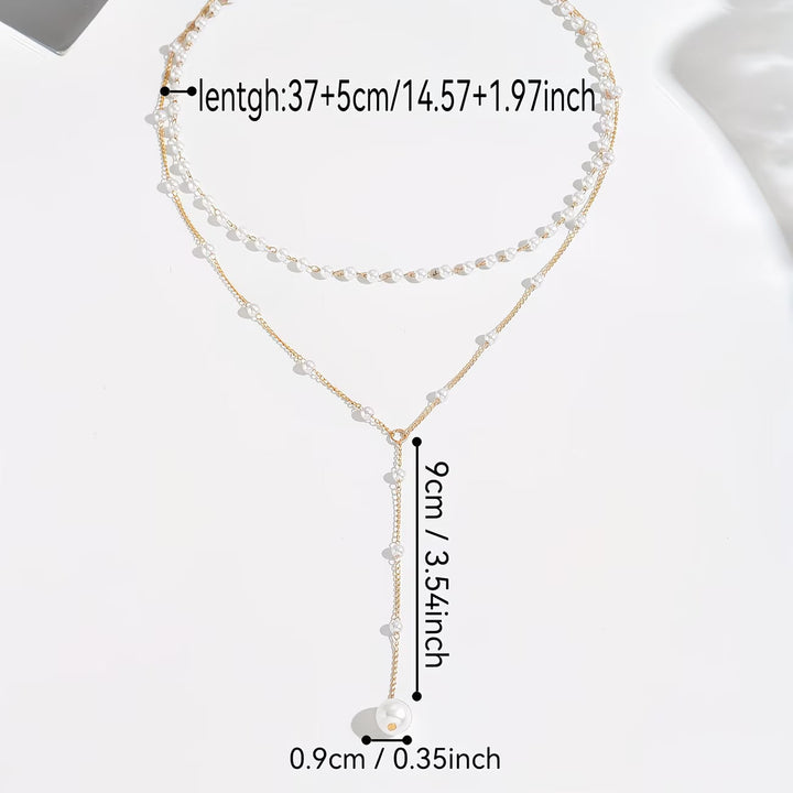 MARGAUX | LAYERED PEARL Y-CHAIN NECKLACE