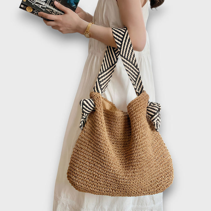 CAMILLA | BOHO TOTE WITH STRIPED STRAPS