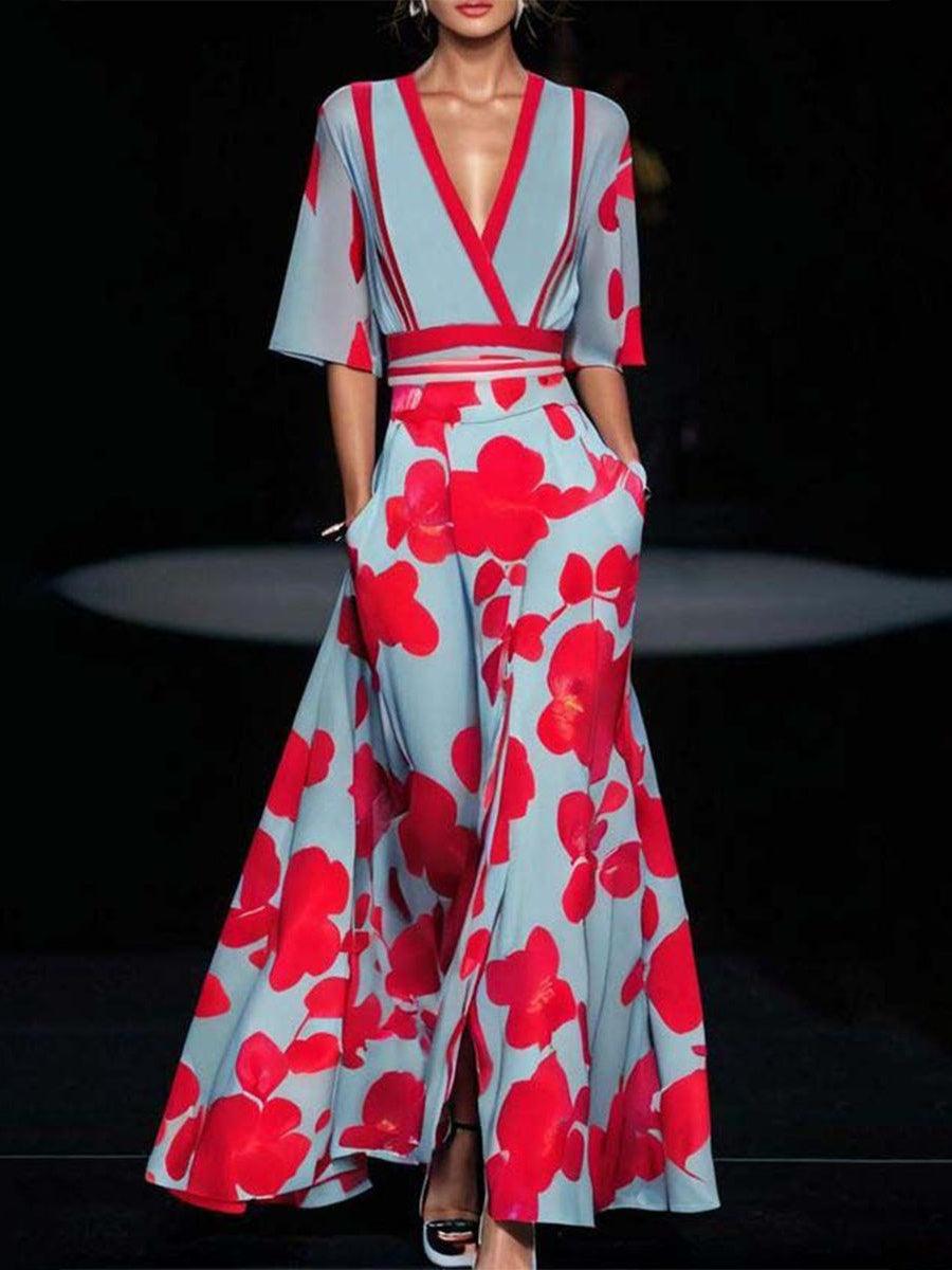 LEA | SEASIDE GLAM ELEGANT MID SLEEVE MAXI DRESS ENSEMBLE