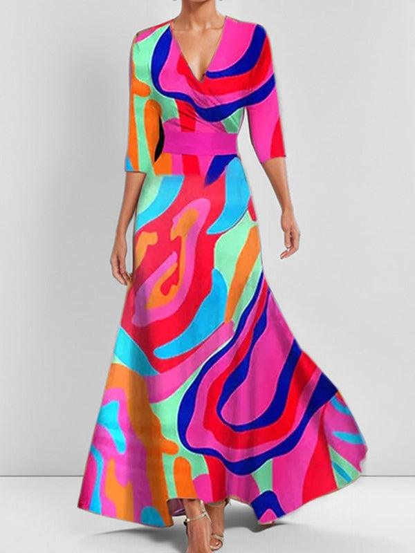 LEA | SEASIDE GLAM ELEGANT MID SLEEVE MAXI DRESS ENSEMBLE