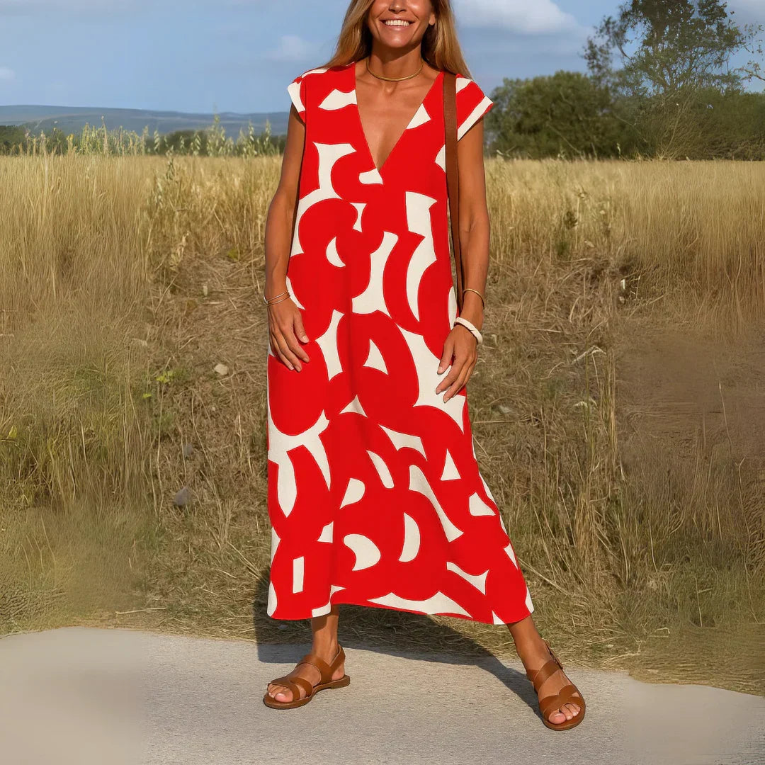 TATIANA | ABSTRACT PRINT MAXI DRESS