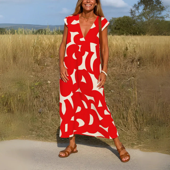 TATIANA | ABSTRACT PRINT MAXI DRESS