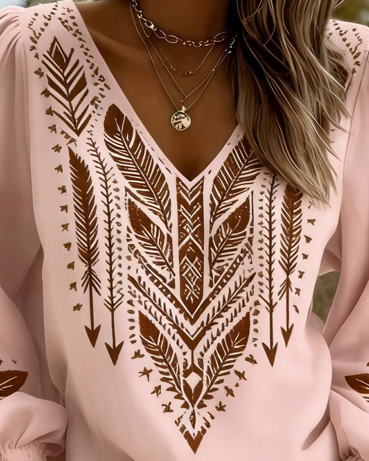 EVELYN | PUFF SLEEVE V-NECK LOOSE BLOUSE