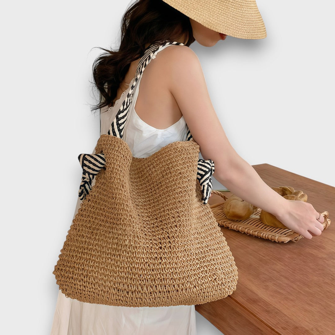 CAMILLA | BOHO TOTE WITH STRIPED STRAPS