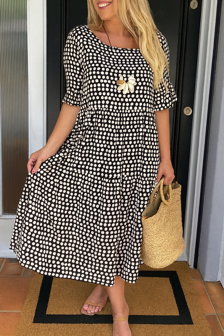 PEARL | SHORT-SLEEVE MIDI DRESS