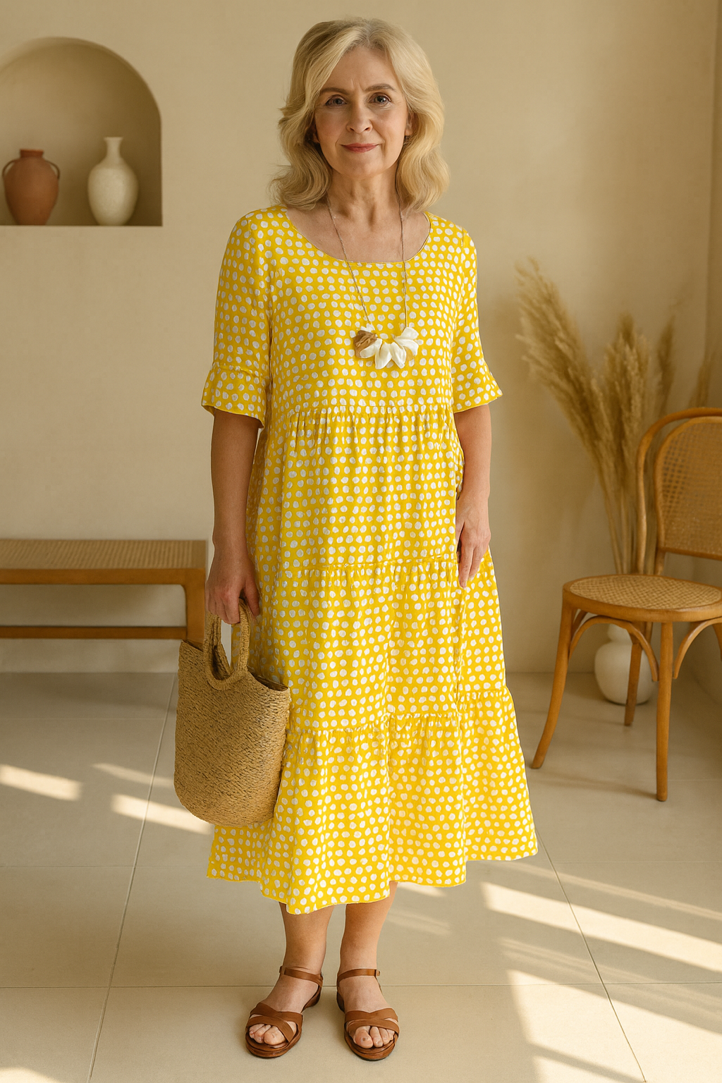 PEARL | SHORT-SLEEVE MIDI DRESS