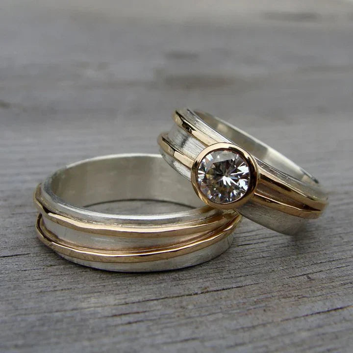 EMILY | CLASSIC GOLD AND SILVER ZIRCONIA RING SET