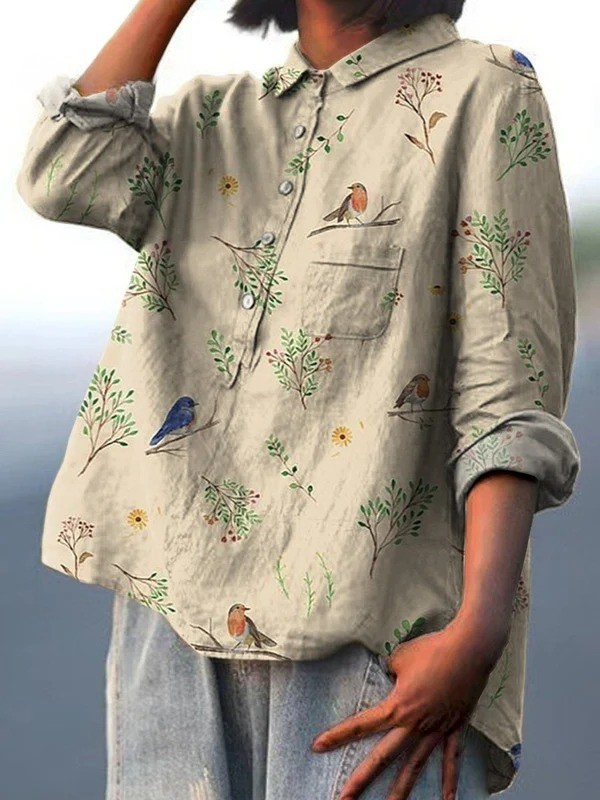 ALICE | BOUGHS AND ROBIN BIRDS PATTERN PRINTED WOMEN&