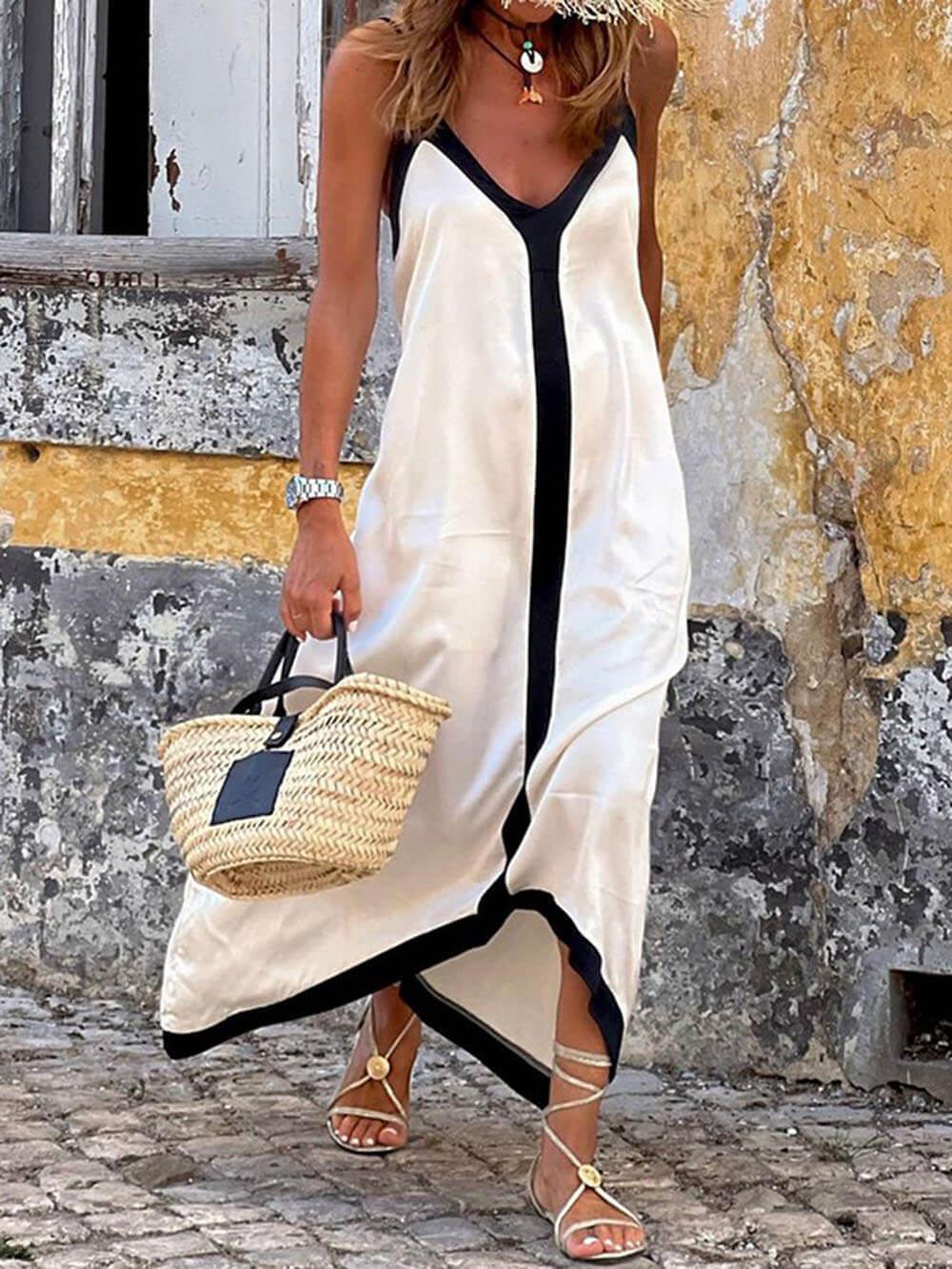 NANCY | ISLAND STYLE LAVECHIC COLORBLOCK MIDI DRESS LOOK