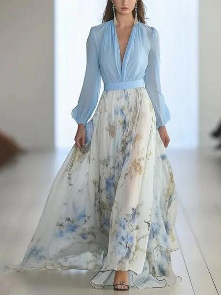 MADELEINE | STUNNING FLORAL PRINT V-NECK MAXI DRESS DRESS
