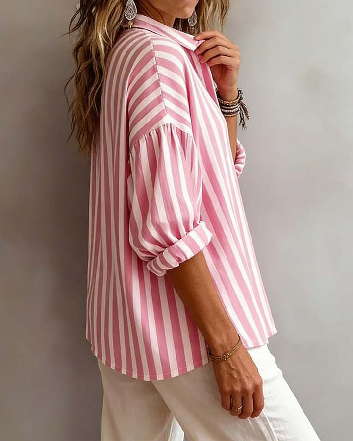 SCARLETT | LOOSE STRIPED BLOUSE WITH COLLAR