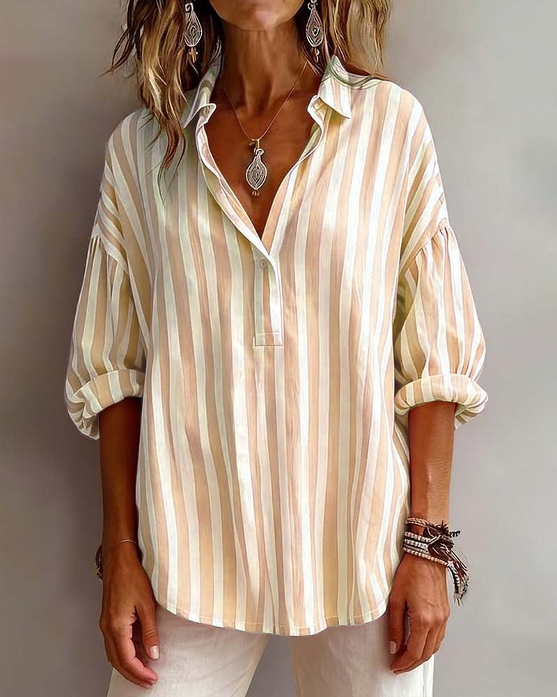 SCARLETT | LOOSE STRIPED BLOUSE WITH COLLAR