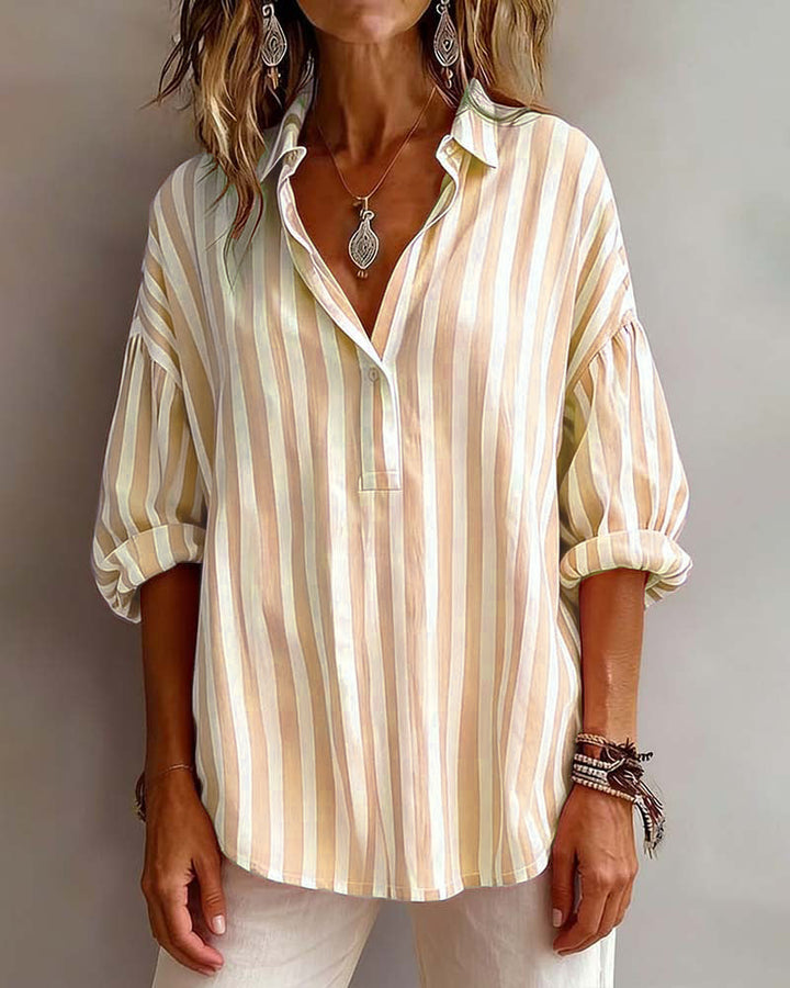 SCARLETT | LOOSE STRIPED BLOUSE WITH COLLAR