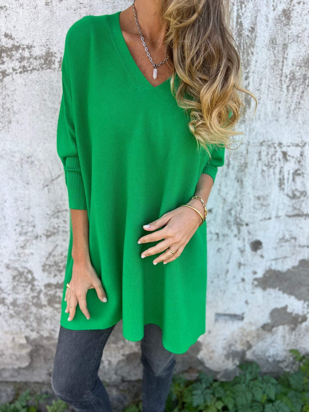 GERALDINE | COMFORTABLE SWEATER WITH V-NECK AND LONG SLEEVES