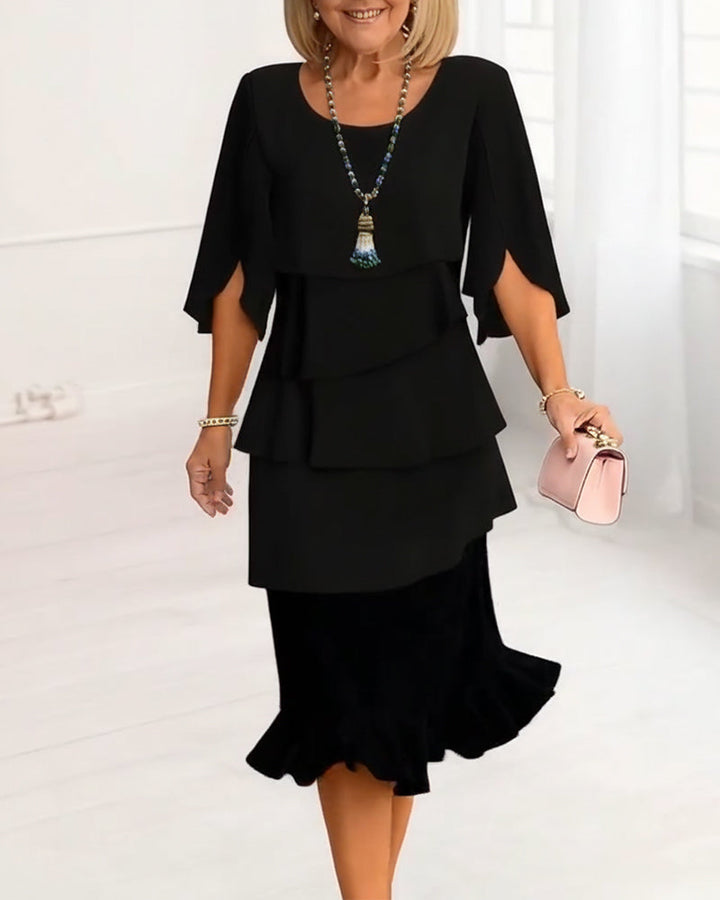 NORA | ELEGANT COMFORT RUFFLE DRESS