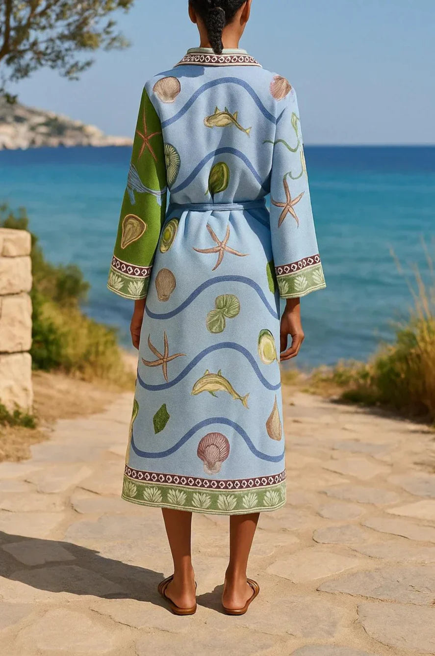SANDRA | BELTED PRINTED TWILL MIDI SHIRT DRESS DRESS