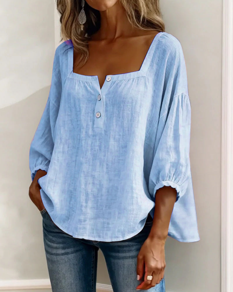 HARPER | SQUARE NECK PUFF SLEEVE BLOUSE