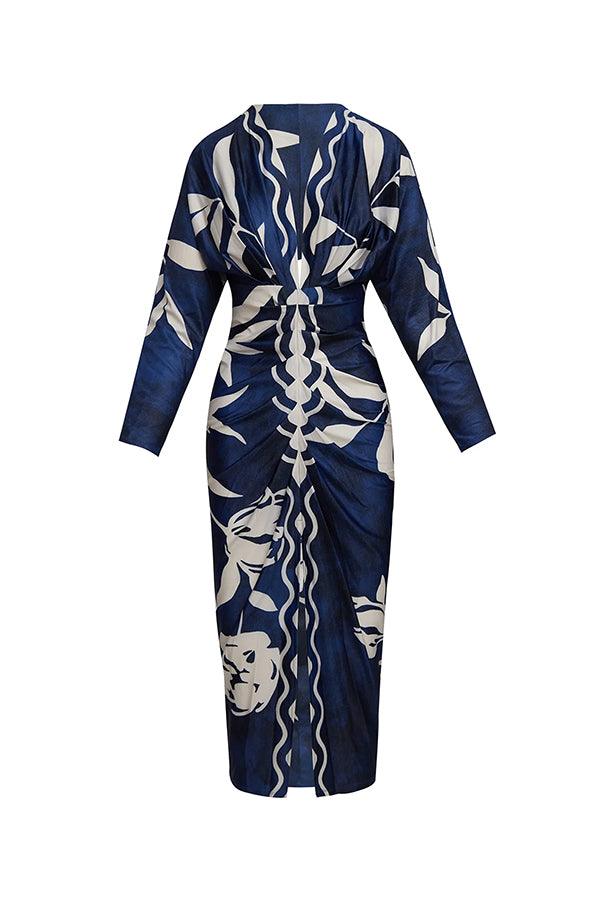 EVA | SUN ESCAPE UNIQUE PRINT DOLMAN MIDI DRESS