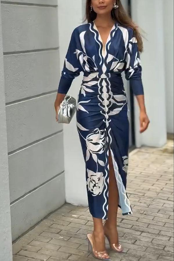 EVA | SUN ESCAPE UNIQUE PRINT DOLMAN MIDI DRESS