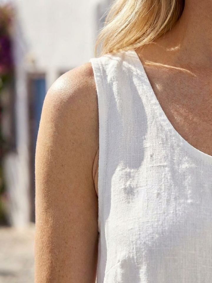 ISMERA | SLEEVELESS ROUND NECK RELAXED MIDI DRESS