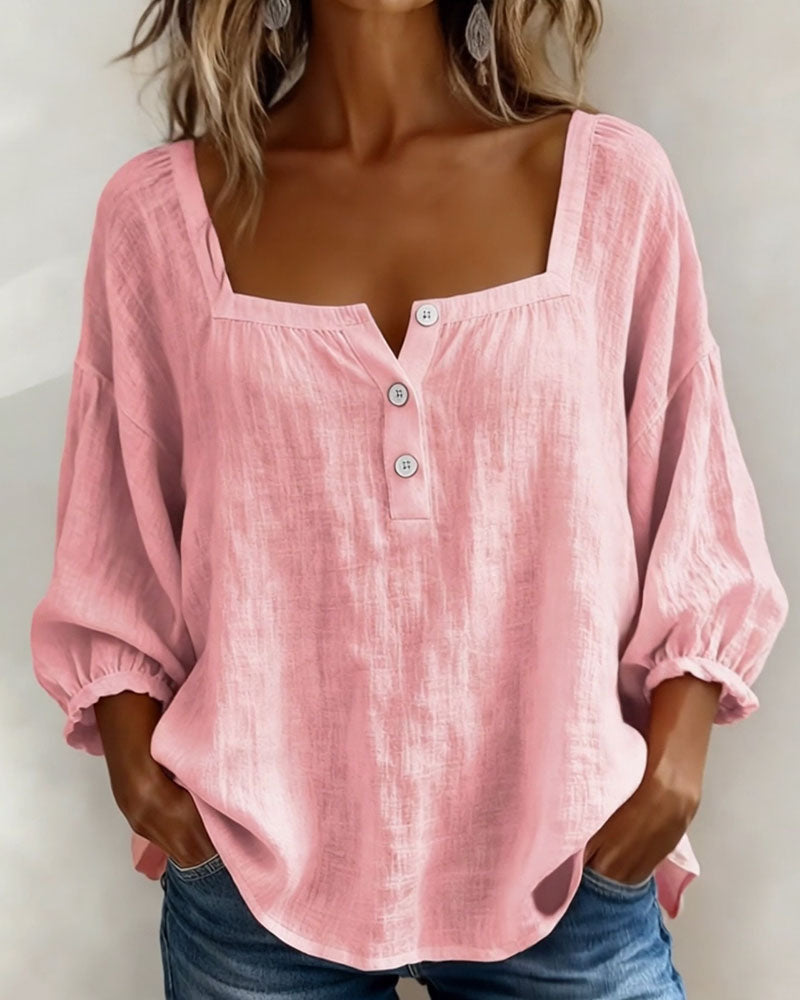 HARPER | SQUARE NECK PUFF SLEEVE BLOUSE