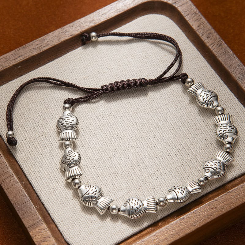ELODIE | FISH &amp; SILVER BEAD CORD BRACELET