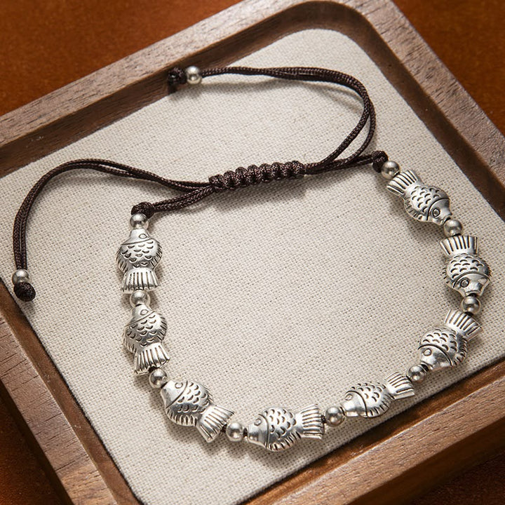 ELODIE | FISH &amp; SILVER BEAD CORD BRACELET
