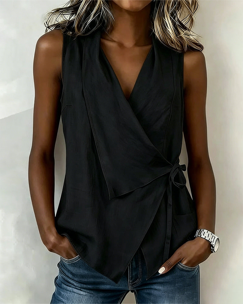 CHLOE | WRAP TOP WITH WIDE STRAPS AND BOW