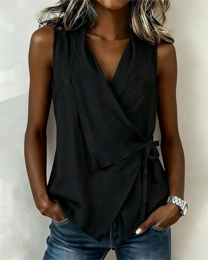 CHLOE | WRAP TOP WITH WIDE STRAPS AND BOW