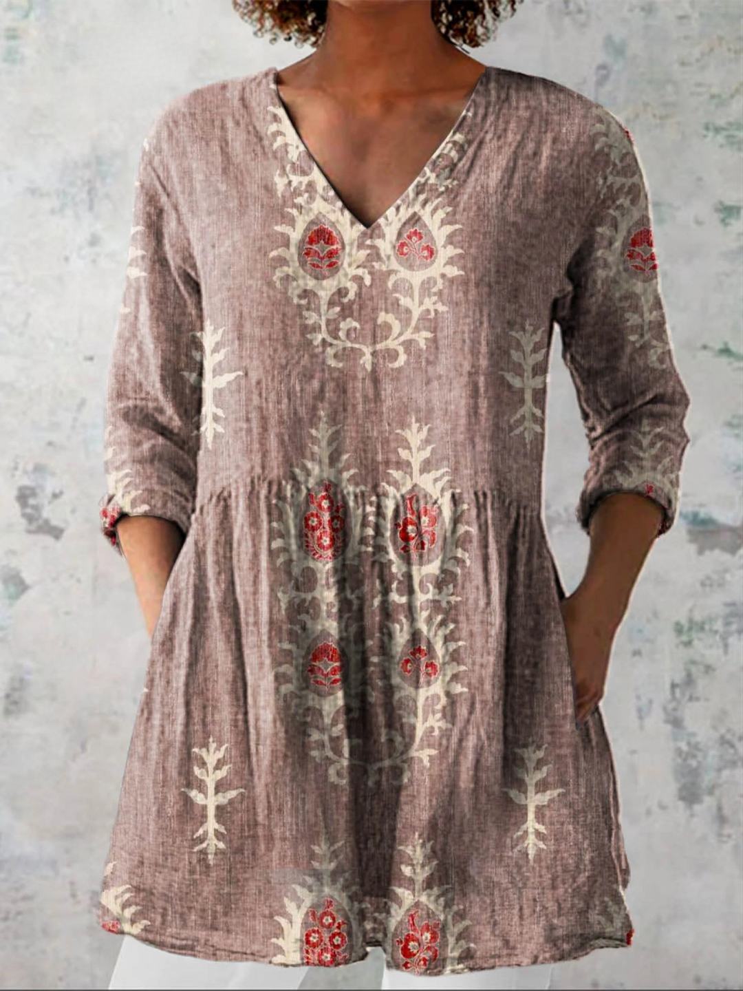 ELISE | LONG V-NECK BLOUSE
