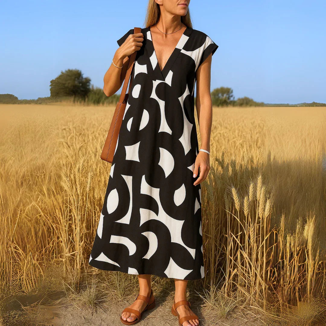 TATIANA | ABSTRACT PRINT MAXI DRESS