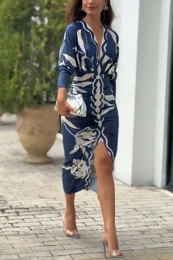 EVA | SUN ESCAPE UNIQUE PRINT DOLMAN MIDI DRESS