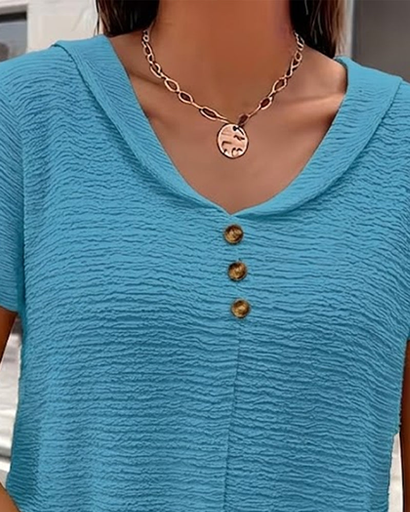 OLIVIA | PETER PAN COLLAR BUTTON T-SHIRT