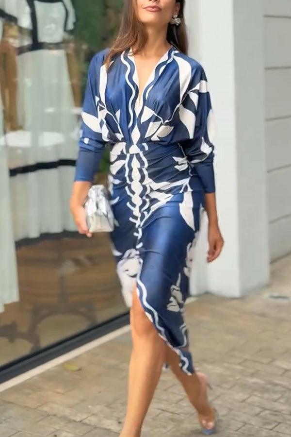 EVA | SUN ESCAPE UNIQUE PRINT DOLMAN MIDI DRESS
