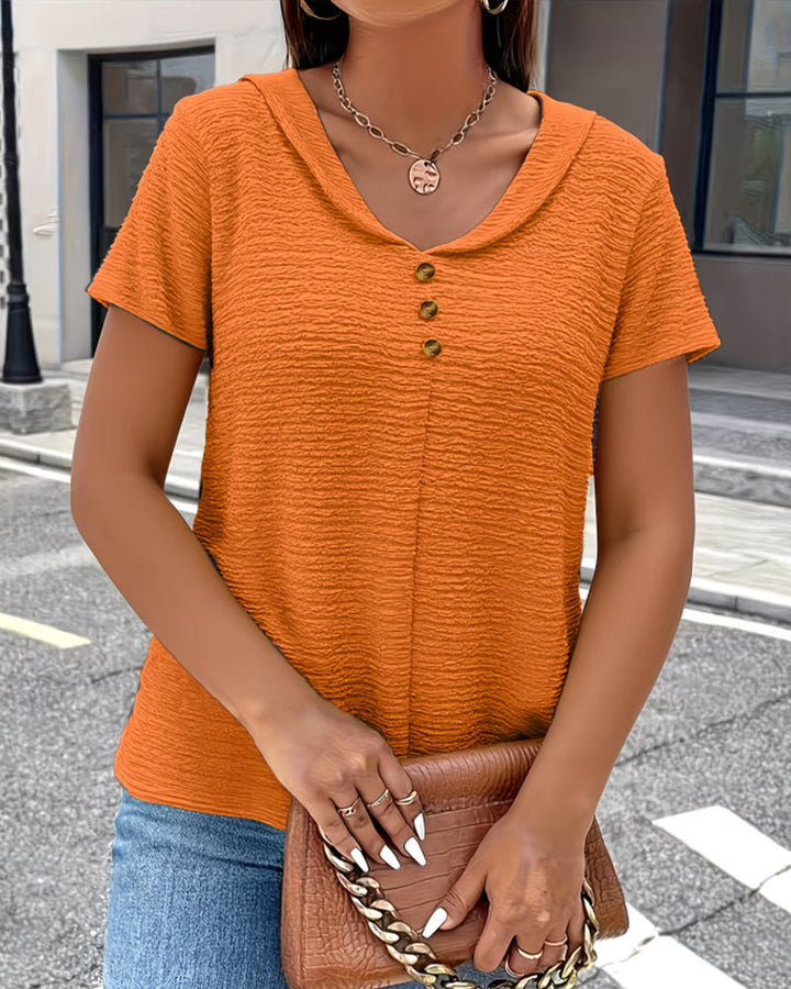 OLIVIA | PETER PAN COLLAR BUTTON T-SHIRT