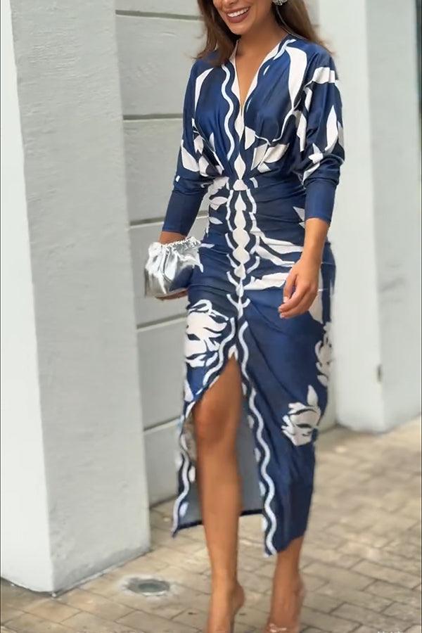 EVA | SUN ESCAPE UNIQUE PRINT DOLMAN MIDI DRESS