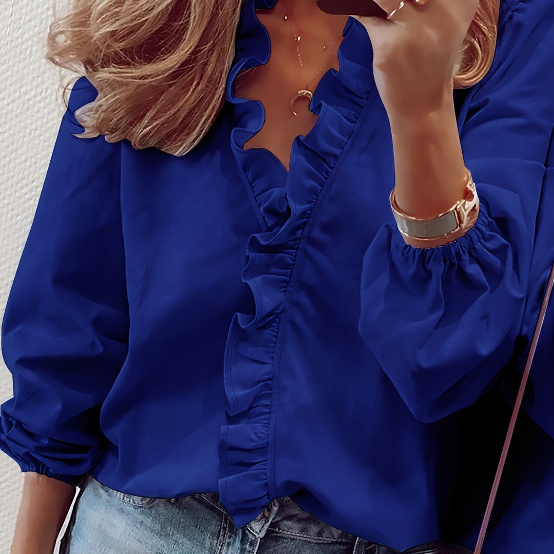 ERNESTINE | RUFFLED V-NECK BLOUSE