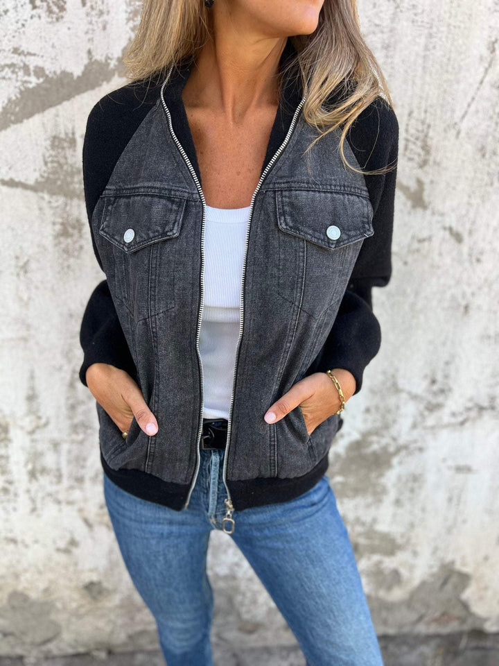LYNNE | CASUAL JACKET WITH ZIP FASTENING AND V-NECK