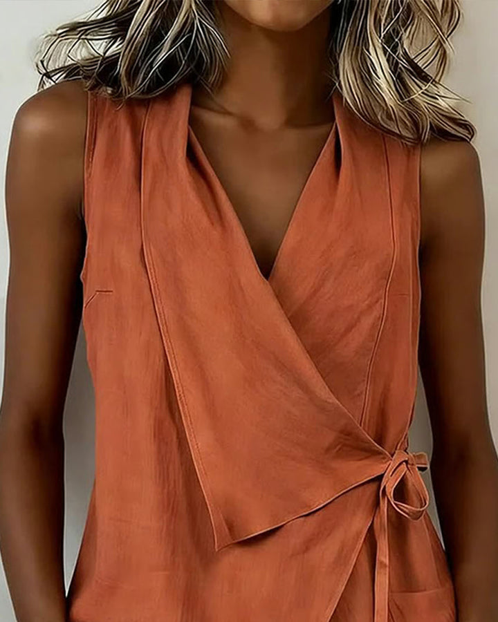 CHLOE | WRAP TOP WITH WIDE STRAPS AND BOW
