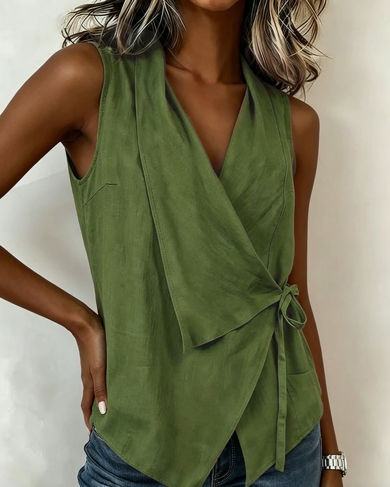 CHLOE | WRAP TOP WITH WIDE STRAPS AND BOW