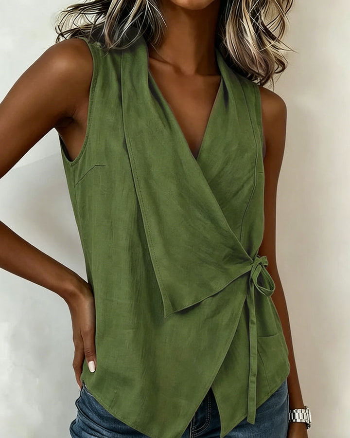 CHLOE | WRAP TOP WITH WIDE STRAPS AND BOW
