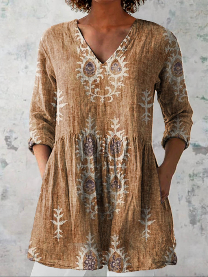 ELISE | LONG V-NECK BLOUSE