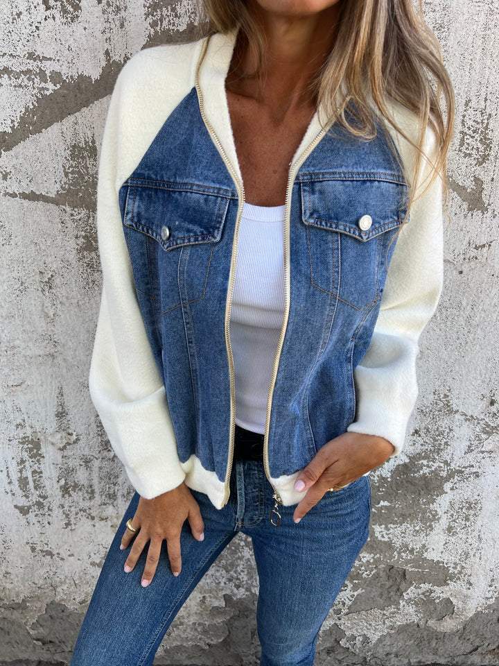 LYNNE | CASUAL JACKET WITH ZIP FASTENING AND V-NECK