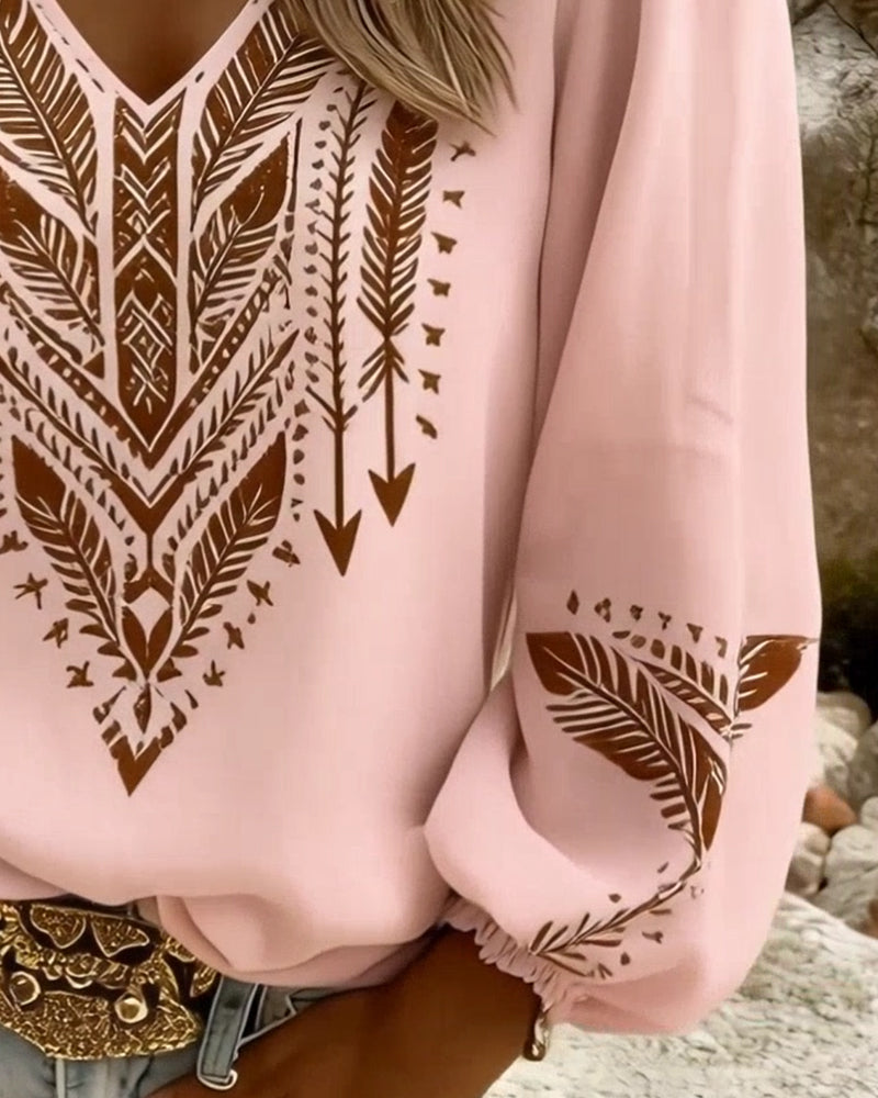 EVELYN | PUFF SLEEVE V-NECK LOOSE BLOUSE