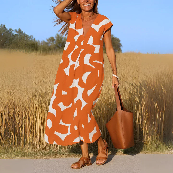 TATIANA | ABSTRACT PRINT MAXI DRESS