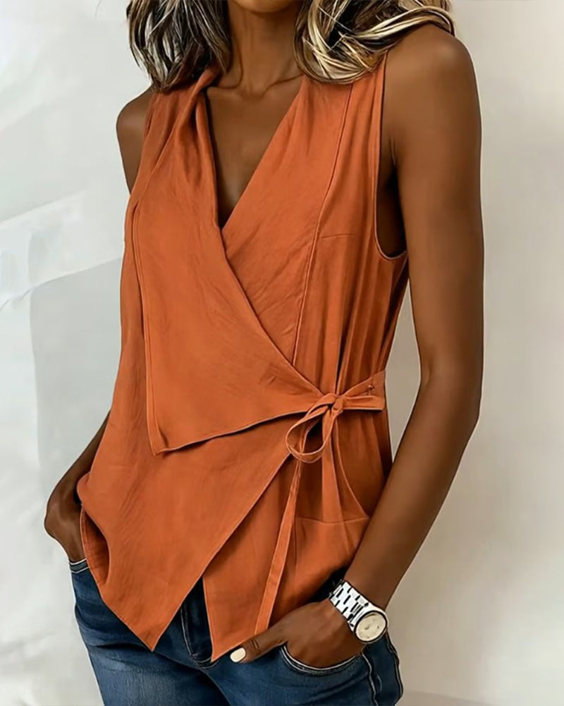 CHLOE | WRAP TOP WITH WIDE STRAPS AND BOW