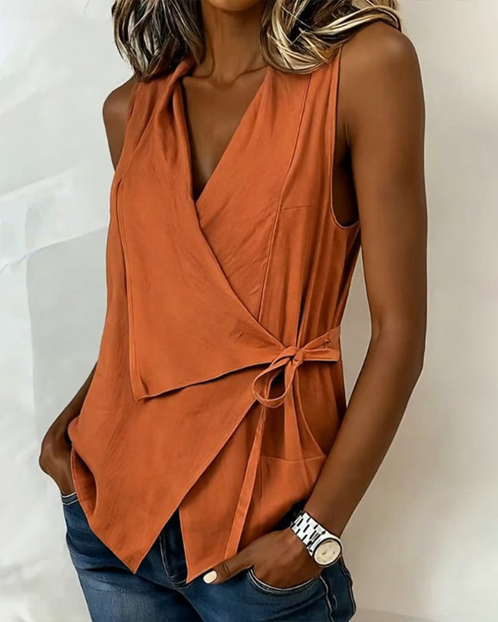 CHLOE | WRAP TOP WITH WIDE STRAPS AND BOW