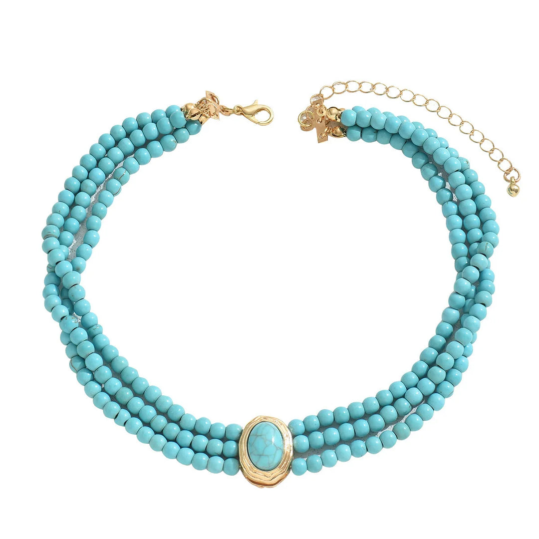 AURORA | ELEGANT VINTAGE TURQUOISE BEADED NECKLACE