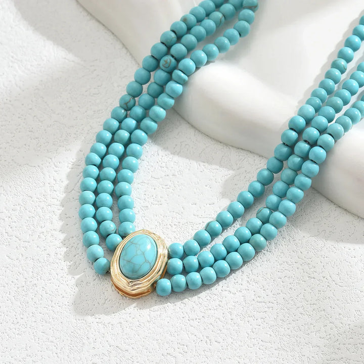 AURORA | ELEGANT VINTAGE TURQUOISE BEADED NECKLACE